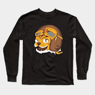 Tiger wearing vintage flying helmet's and goggles Long Sleeve T-Shirt